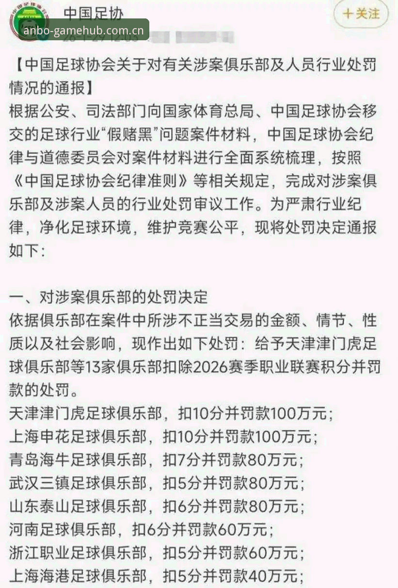 足协第三批禁足名单最新动态：65人受罚，17人终身禁赛，安博体育ANBO平台用户热议赛事公平性